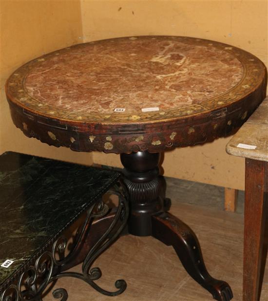 Marble top birdcage table